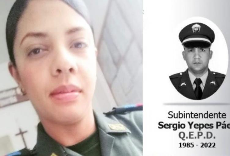 La patrullera Luisa Fernanda Zuleta (izq.) y el subintendente Sergio Yepes Páez (der.) fueron asesinados en un ataque del Clan del Golfo el pasado 23 de julio